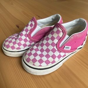 Vans toddler pink checkered slip ons Size 5.5
